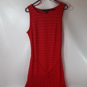 Covington Size 14 Red Lace Overlay Chevron Long Tank Dress